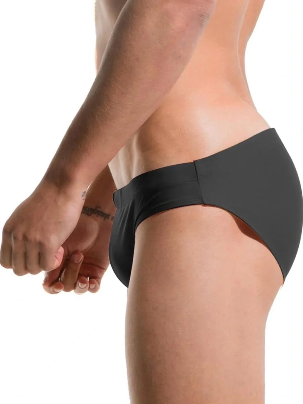 Men's Charcoal Swim Briefs - Classic Low-Rise